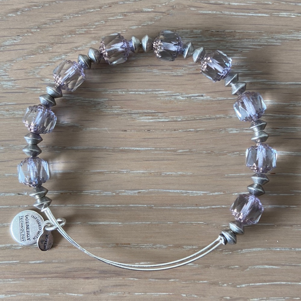 Alex and Ani Lilac and Silver Beaded Bracelet